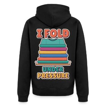 Ich gebe unter Druck nach - Unisex Premium Bio Zip Hoodie - Schwarz - Hinten - Nico (187cm)