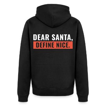 Lieber Weihnachtsmann Define Nice - Unisex Premium Bio Zip Hoodie - Schwarz - Hinten - Nico (187cm)