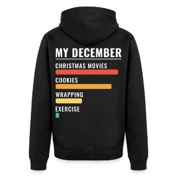 Meine Dezember-Charts Weihnachtsfilm-Kekse - Unisex Premium Bio Zip Hoodie - Schwarz - Hinten - Nico (187cm)