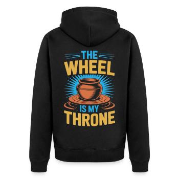 Gifts For Pottery Makers Wheel Is My Throne - Unisex Premium Bio Zip Hoodie - Schwarz - Hinten - Nico (187cm)