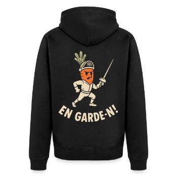 En garde-n - Unisex Premium Bio Zip Hoodie - Schwarz - Hinten - Nico (187cm)