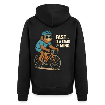 Fast… is a state of mind - Unisex Premium Bio Zip Hoodie - Schwarz - Hinten - Nico (187cm)