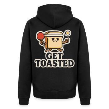 Get toasted - Unisex Premium Bio Zip Hoodie - Schwarz - Hinten - Nico (187cm)