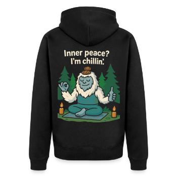 Inner peace- I’m chillin’ - Unisex Premium Bio Zip Hoodie - Schwarz - Hinten - Nico (187cm)
