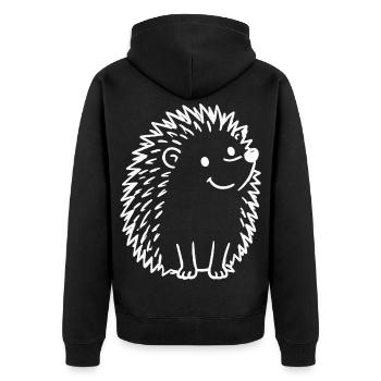 Süßer Doodle-Igel Linienkunst - Unisex Premium Bio Zip Hoodie - Schwarz - Hinten - Nico (187cm)
