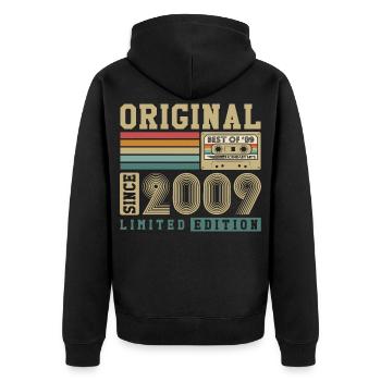 Original 2009 Jahrgang 18. Geburtstag Vintage - Unisex Premium Bio Zip Hoodie - Schwarz - Hinten - Nico (187cm)