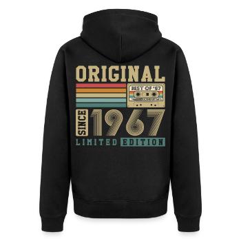 Original 1967 Jahrgang 60. Geburtstag Vintage - Unisex Premium Bio Zip Hoodie - Schwarz - Hinten - Nico (187cm)
