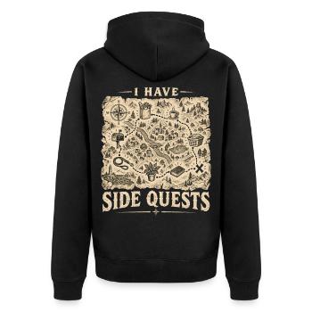 Ich habe täglich Nebenquests auf der Karte - Unisex Premium Bio Zip Hoodie - Schwarz - Hinten - Nico (187cm)