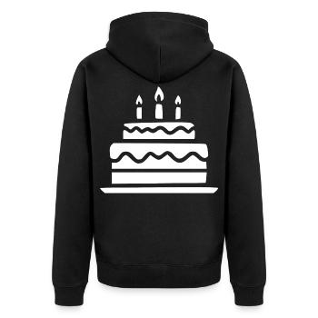 Geburtstagskuchen mit Kerzen Geschenk Geburtstag - Unisex Premium Bio Zip Hoodie - Schwarz - Hinten - Nico (187cm)