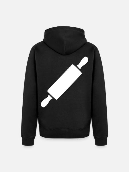 Nudelholz Rollholz Bäcker Geschenk backen - Unisex Premium Bio Zip Hoodie - Schwarz