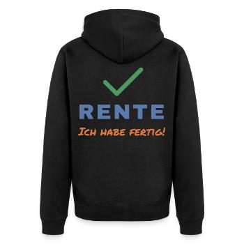 Rente – Ich habe fertig! Ruhestand - Unisex Premium Bio Zip Hoodie - Schwarz - Hinten - Nico (187cm)