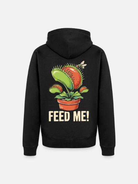 Fress mich Venusfliegenfalle - Unisex Premium Bio Zip Hoodie - Schwarz