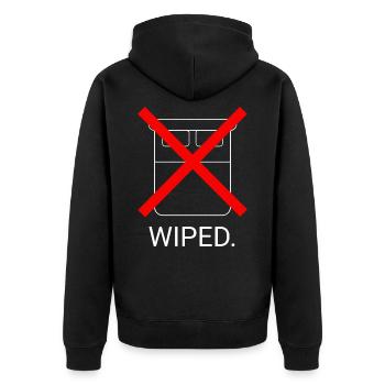 Minimalist Wiped Gaming Design - Unisex Premium Bio Zip Hoodie - Schwarz - Hinten - Nico (187cm)