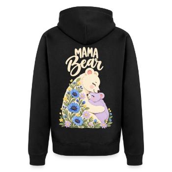 Süßes Kornblumen-Geschenk für Mama Mama Bär - Unisex Premium Bio Zip Hoodie - Schwarz - Hinten - Nico (187cm)