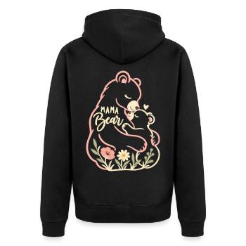 Minimales Herz-Geschenk für Mama Mama Bär - Unisex Premium Bio Zip Hoodie - Schwarz - Hinten - Nico (187cm)