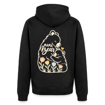 Minimales Tulpen-Mama-Leben Süße Mama-Bär - Unisex Premium Bio Zip Hoodie - Schwarz - Hinten - Nico (187cm)
