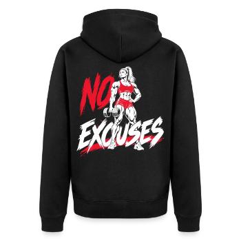Zitate der Fitness-Motivationsmädchen – Keine Ausreden - Unisex Premium Bio Zip Hoodie - Schwarz - Hinten - Nico (187cm)