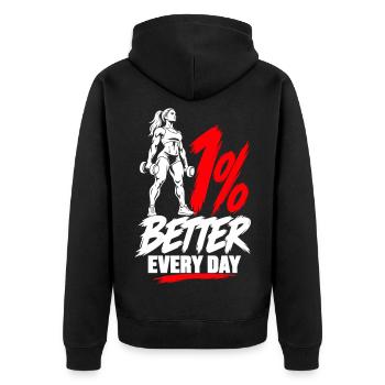 Fitnessstudio-Motivation für Mädchen - Unisex Premium Bio Zip Hoodie - Schwarz - Hinten - Nico (187cm)
