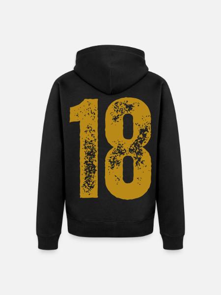 18 - Unisex Premium Bio Zip Hoodie - Schwarz