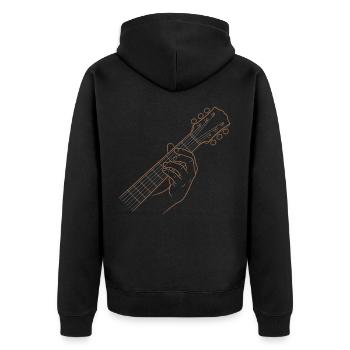 Gitarren-Griffbrett Handlinien-Kunst-Musiker-Tee - Unisex Premium Bio Zip Hoodie - Schwarz - Hinten - Nico (187cm)
