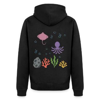 Rochen Unterwasser Kinder Krake Meeresleben - Unisex Premium Bio Zip Hoodie - Schwarz - Hinten - Nico (187cm)