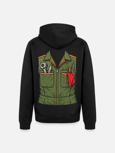 Lustiges Mechaniker T-Shirt Werkzeugweste - Unisex Premium Bio Zip Hoodie - Schwarz