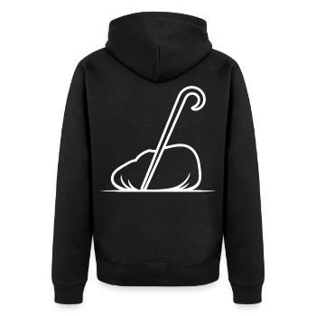 Gebogener Stock Minimal-Linienzeichnung - Unisex Premium Bio Zip Hoodie - Schwarz - Hinten - Nico (187cm)