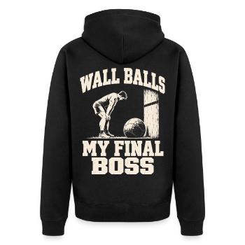 Wall Balls Hybrid Fitness Rennen Fitnessstudio Humor Männer - Unisex Premium Bio Zip Hoodie - Schwarz - Hinten - Nico (187cm)