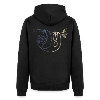 Faultier - Unisex Premium Bio Zip Hoodie - Schwarz - Hinten - Nico (187cm)