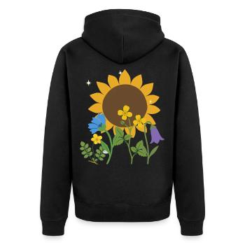 Blumen floral Blumenmotiv Zeichnung Blumenfreunde - Unisex Premium Bio Zip Hoodie - Schwarz - Hinten - Nico (187cm)