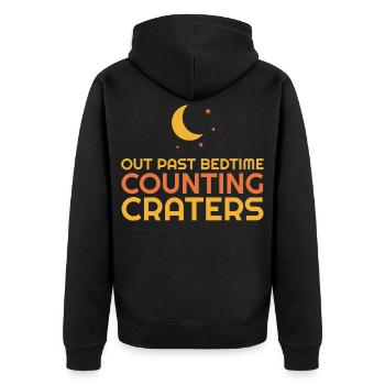 Draußen nach der Schlafenszeit Krater zählen Mond Sterne beobachten - Unisex Premium Bio Zip Hoodie - Schwarz - Hinten - Nico (187cm)