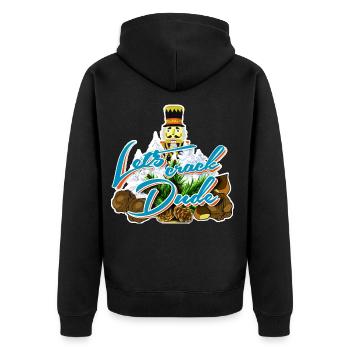 Let's Crack Dude lustiger Nussknacker-Feiertagshumor - Unisex Premium Bio Zip Hoodie - Schwarz - Hinten - Nico (187cm)