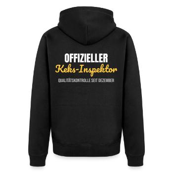 Offizieller Keks-Inspektor - Unisex Premium Bio Zip Hoodie - Schwarz - Hinten - Nico (187cm)