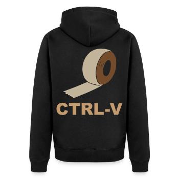 Strg-V Retro Ribbon - Unisex Premium Bio Zip Hoodie - Schwarz - Hinten - Nico (187cm)