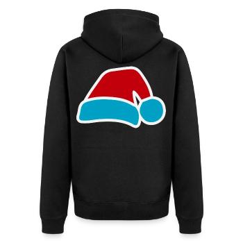Weihnachtsmann-Pop-Hut Blau-Rot - Unisex Premium Bio Zip Hoodie - Schwarz - Hinten - Nico (187cm)