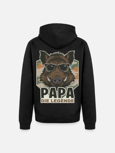 Papa die Legende Wildschwein - Unisex Premium Bio Zip Hoodie - Schwarz