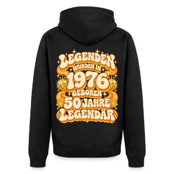 1976 Legenden 50. Geburtstag 70er Disco - Unisex Premium Bio Zip Hoodie - Schwarz - Hinten - Nico (187cm)