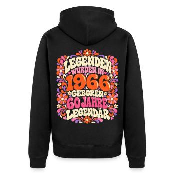 1966 Legenden 60. Geburtstag 60er Flower Power - Unisex Premium Bio Zip Hoodie - Schwarz - Hinten - Nico (187cm)