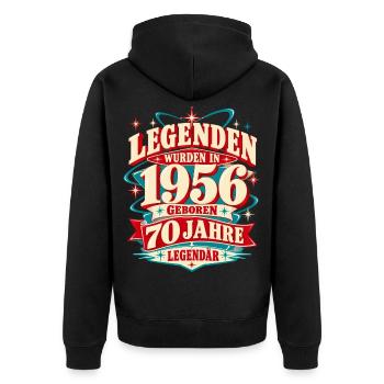 1956 Legenden 70. Geburtstag 50er Retro - Unisex Premium Bio Zip Hoodie - Schwarz - Hinten - Nico (187cm)