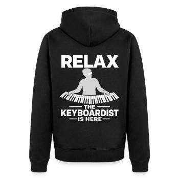 Entspann dich, der Keyboarder ist hier, Klavier-Keyboard-Musiker. - Unisex Premium Bio Zip Hoodie - Schwarz - Hinten - Nico (187cm)