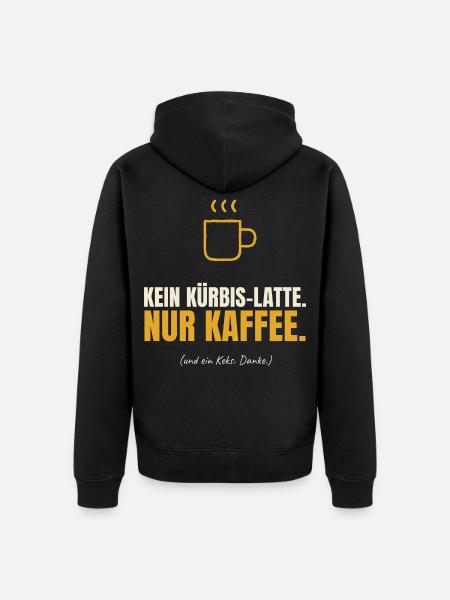 Kein Kürbis-Latte nur Kaffee - Unisex Premium Bio Zip Hoodie - Schwarz