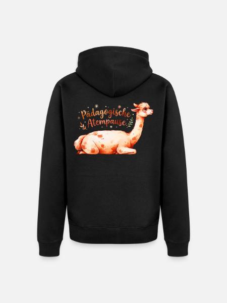 Lama Atempause Pädagogik - Unisex Premium Bio Zip Hoodie - Schwarz