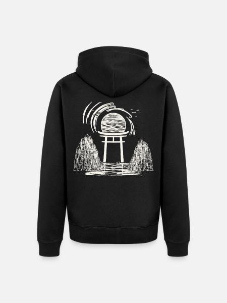 Torii Sonnenuntergang Zen - Unisex Premium Bio Zip Hoodie - Schwarz