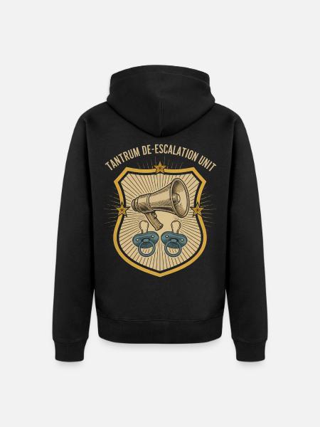 Megaphon und Schnuller Schild - Unisex Premium Bio Zip Hoodie - Schwarz