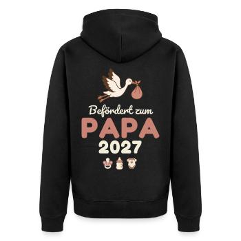 Befördert zum Papa 2027 – Süß - Unisex Premium Bio Zip Hoodie - Schwarz - Hinten - Nico (187cm)