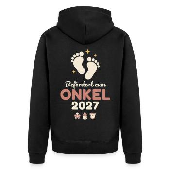 Befördert zum Onkel 2027 – Süß - Unisex Premium Bio Zip Hoodie - Schwarz - Hinten - Nico (187cm)
