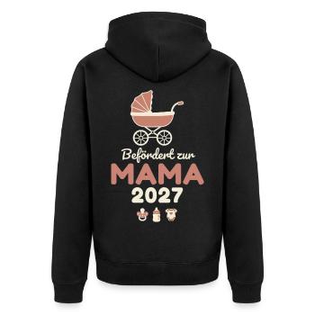 Befördert zur Mama 2027 – Süß - Unisex Premium Bio Zip Hoodie - Schwarz - Hinten - Nico (187cm)