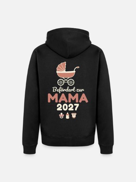 Befördert zur Mama 2027 – Süß - Unisex Premium Bio Zip Hoodie - Schwarz