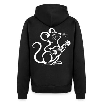 Maus Ratte Silhouette Watscheln Snowboard Musiker - Unisex Premium Bio Zip Hoodie - Schwarz - Hinten - Nico (187cm)
