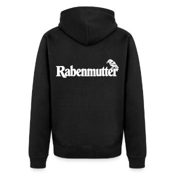 Rabenmutter - Rabe - Mutter - Mama - Mami - Unisex Premium Bio Zip Hoodie - Schwarz - Hinten - Nico (187cm)